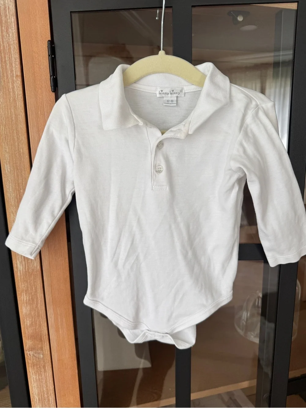Kissy Kissy polo onesie Basics Long Sleeve Knit Collar Bodysuit pima baby boy